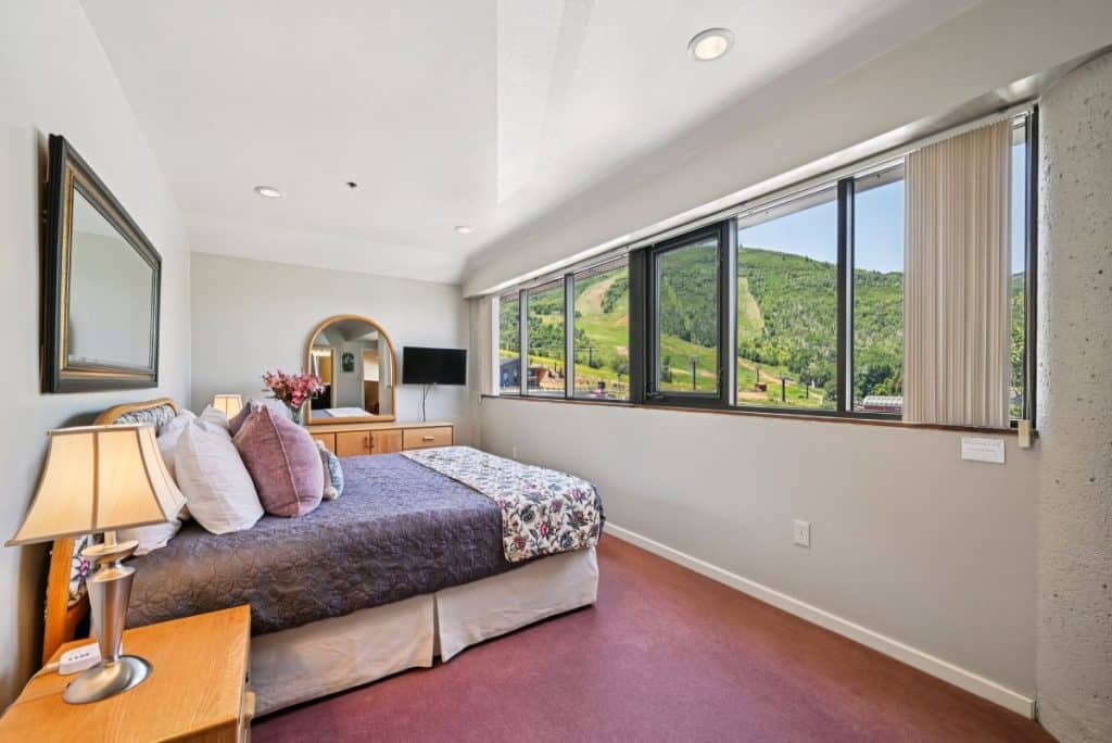 Primary bedroom with Park City Mountain Resort and ski lift views at Silver King #513 in Park City, Utah