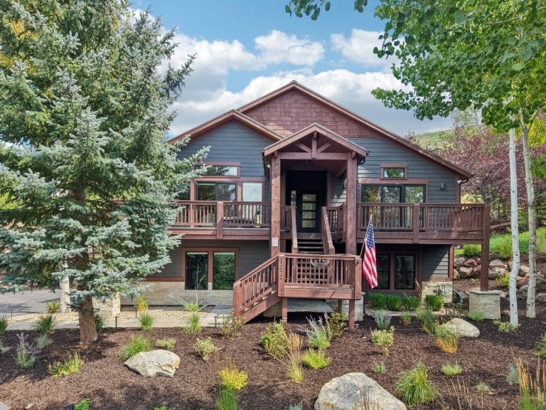 Exterior view of 12472 Ross Creek Drive in Deer Mountain, Park City with mountain and ski resort views