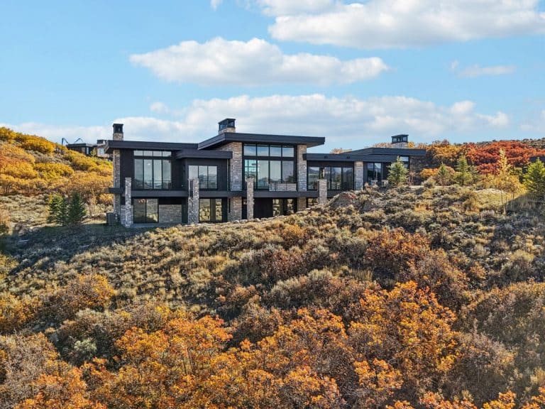 Aerial View of Modern Promontory Park City home with golf membership