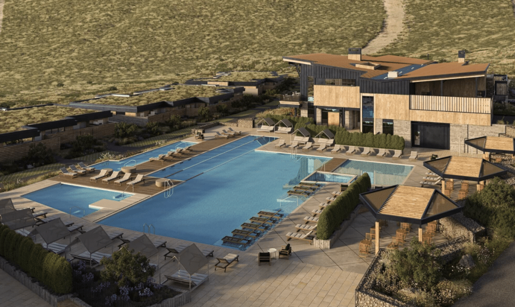 Renderings of the Crescent Lodge amenities at Blue Sky near Park City Utah