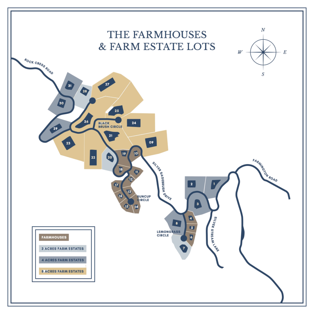 Residences at Blue Sky real estate map showing lot numbers, location of the community near Park City Utah and High West Distillery