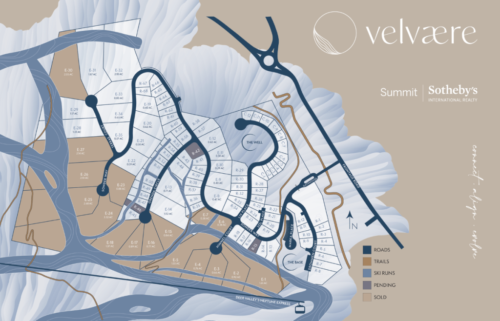 Velvære ski-in ski-out community map near Deer Valley East Village Park City Utah