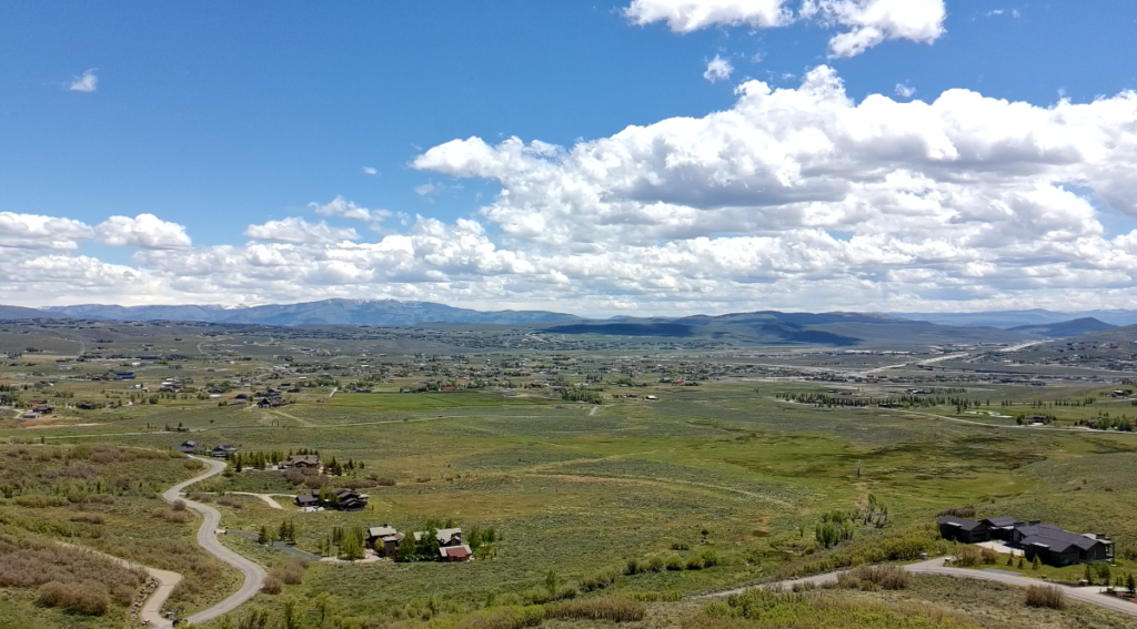 Aerial view from The Preserve towards Silver Creek Estates in Park City Utah