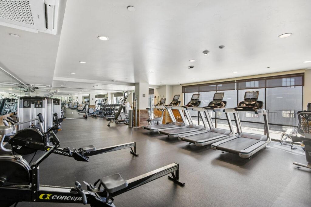 Fitness center at Black Rock Mountain Resort near Park City, Utah, with exercise equipment available to resort guests.