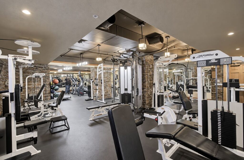 Westgate Park City fitness center featuring cardio equipment, weight machines, and strength-training facilities.