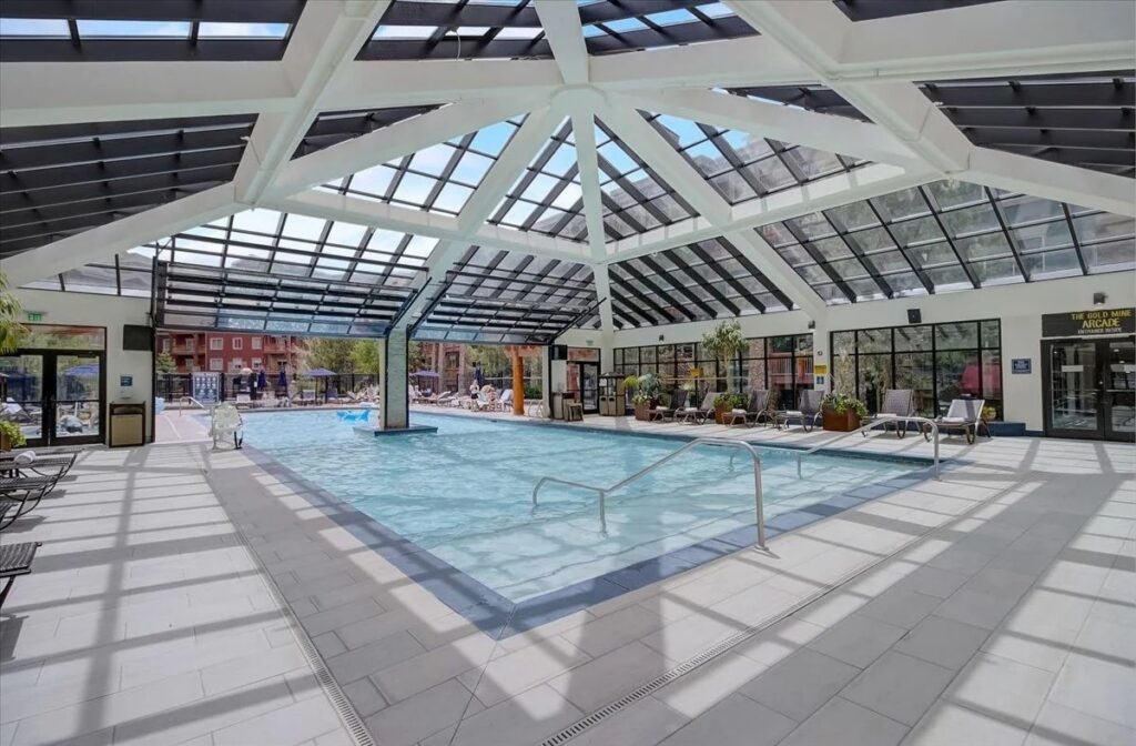 Indoor/outdoor swimming pool at Westgate Park City Resort & Spa in Canyons Village.