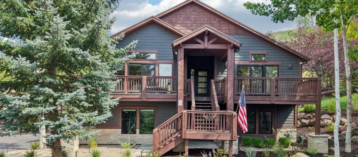 Exterior view of 12472 Ross Creek Drive in Deer Mountain, Park City with mountain and ski resort views