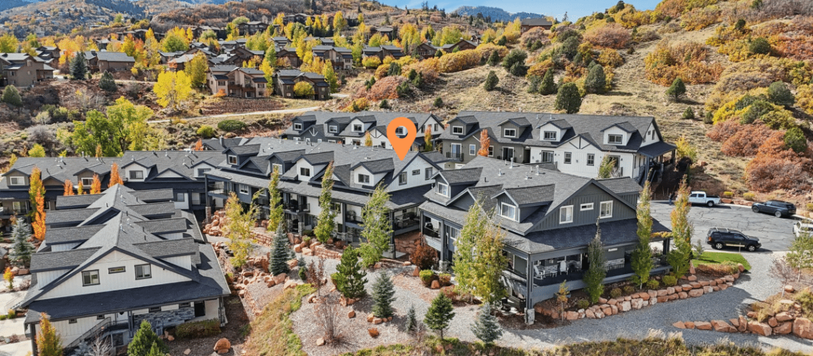 Quarry Springs Pinebrook Park City, Utah Aerial of Quarry Springs Townhome for Sale in Park City Utah